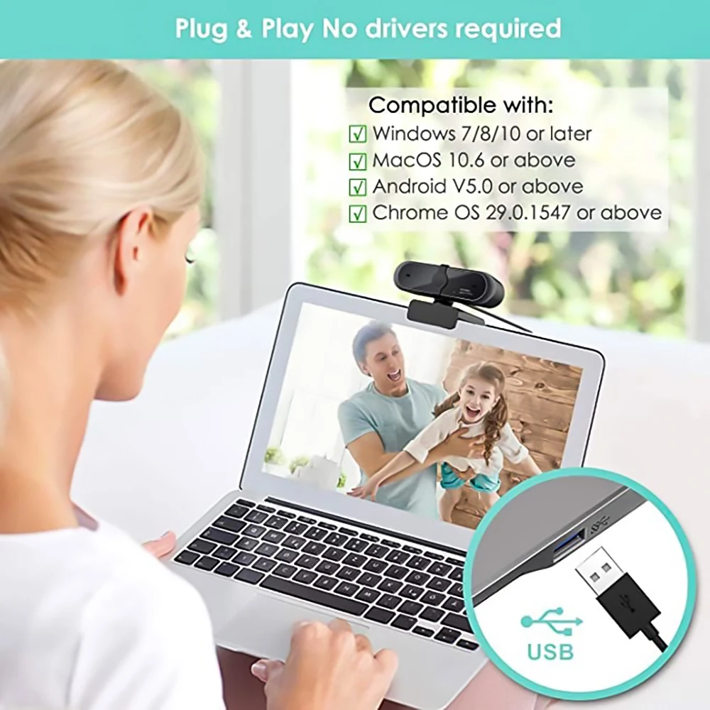

Podofo 1080P Webcam Mini Computer Pc WebCamera Anti-peeping Rotatable Camera for Live Broadcast Video Conference Work