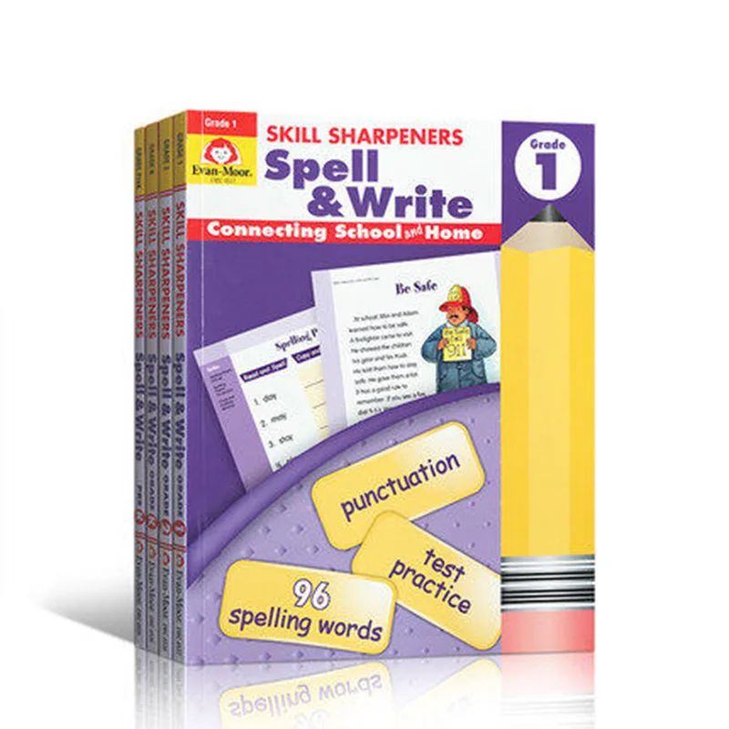 Skill Sharpeners Spell & Write,Grade PreK&Kindergarten&1&2 Evan-Moor Colouring English Activity Story Picture Book