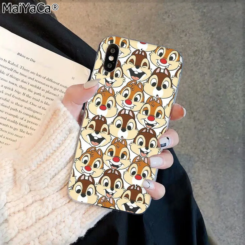 A4 MaiYaCa милый мультфильм белка чип 'Н' Дейл черный чехол для телефона iphone 11 pro 8 7 66S Plus X XS MAX 55S SE XR чехол - Цвет: A4