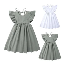 baby dress solid color a line loose summer short sleeves large hemline toddler dress for travel