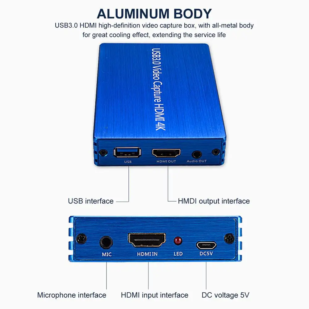 Высокое качество видеозахвата 4K HDMI Захват карты коробка USB 3 0 привод Бесплатная