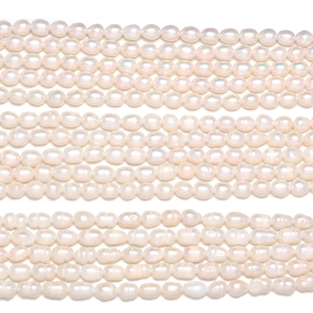 

New A / AA / AAA Grade Oval White Pearl Beads Simple And Stylish DIY Jewelry Gift Size 5-6mm