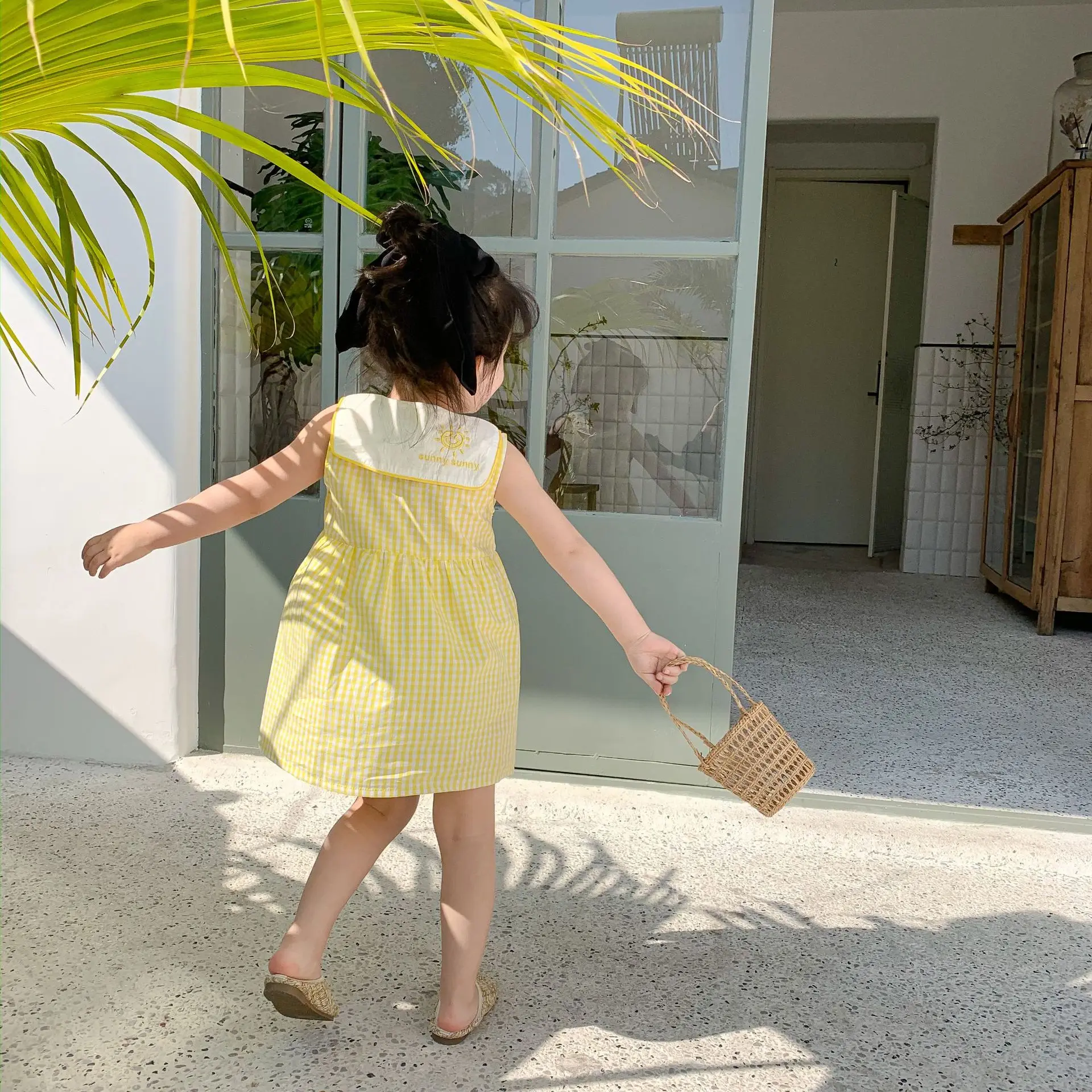 Летнее Новое поступление 2020 милое клетчатое Хлопковое платье в Корейском стиле