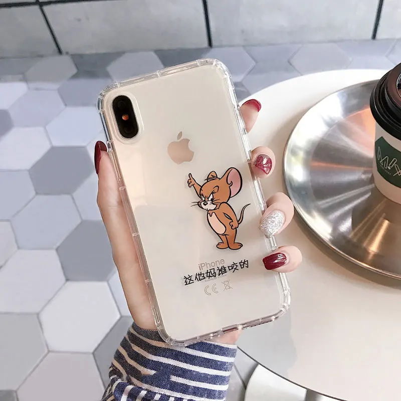 Мультяшный чехол для телефона для iphone X XS Max XR милый кот Том чехол для iphone 8 7 6 6S Plus Мягкие силиконовые прозрачные чехол