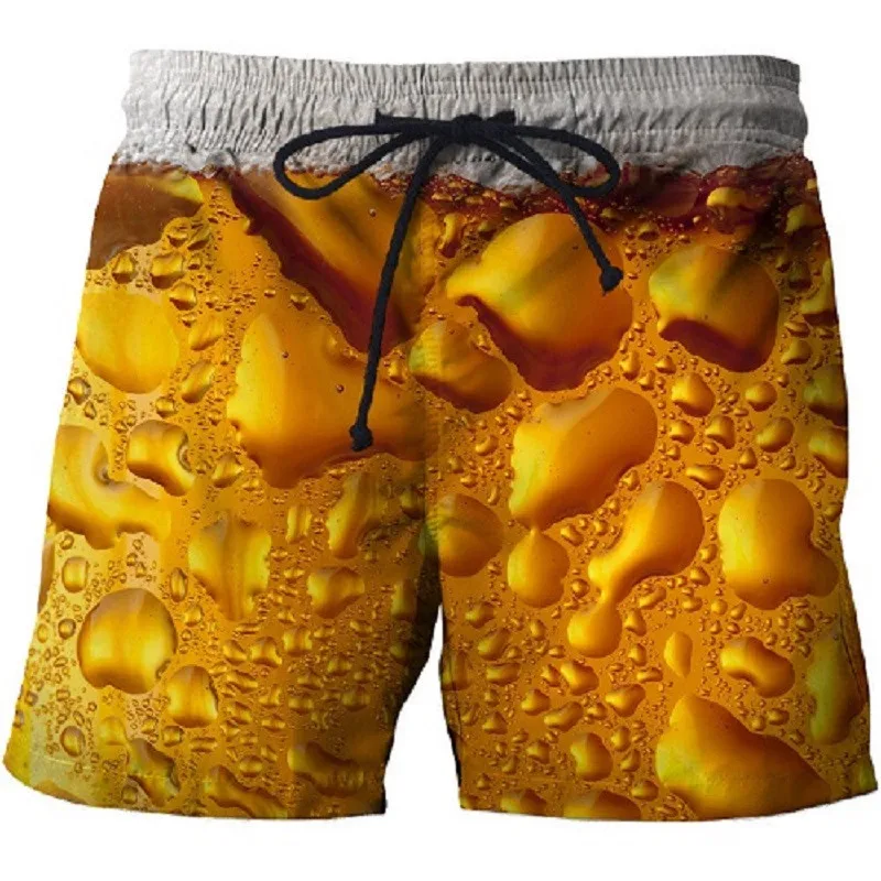 

Summer Fashion Anime 3D Printing Shorts Men's Beach Pants Beer Bottle Cap Picture Casual Shorts Beach Breathable Beach Shorts