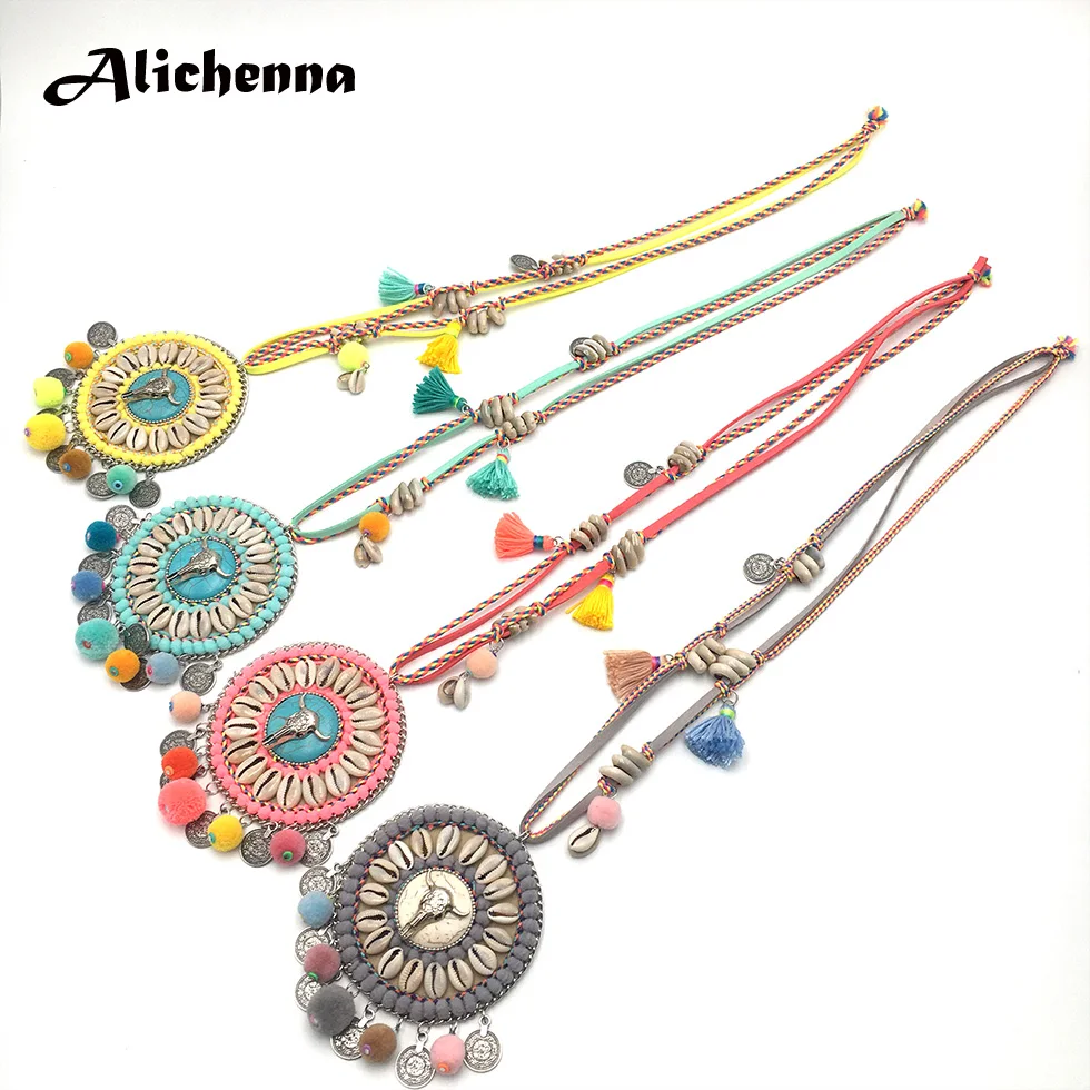 Женское Ожерелье в стиле бохо длинное ожерелье из натурального камня с подвеской