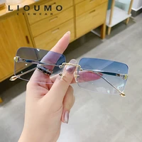 lioumo fashion rimless sunglasses women rectangle sun glasses men driving traveling glasses ocean color lentes de sol mujer