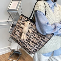 fashion female large capacity shoulder bag bear pendant womens luxury cute handbag pu leather tote shoulder bags for women 2020