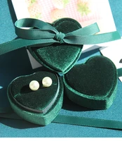 new jewelry box gift ring box bowknot jewelry organizer box heart shaped corduroy cloth necklace box ring packing box