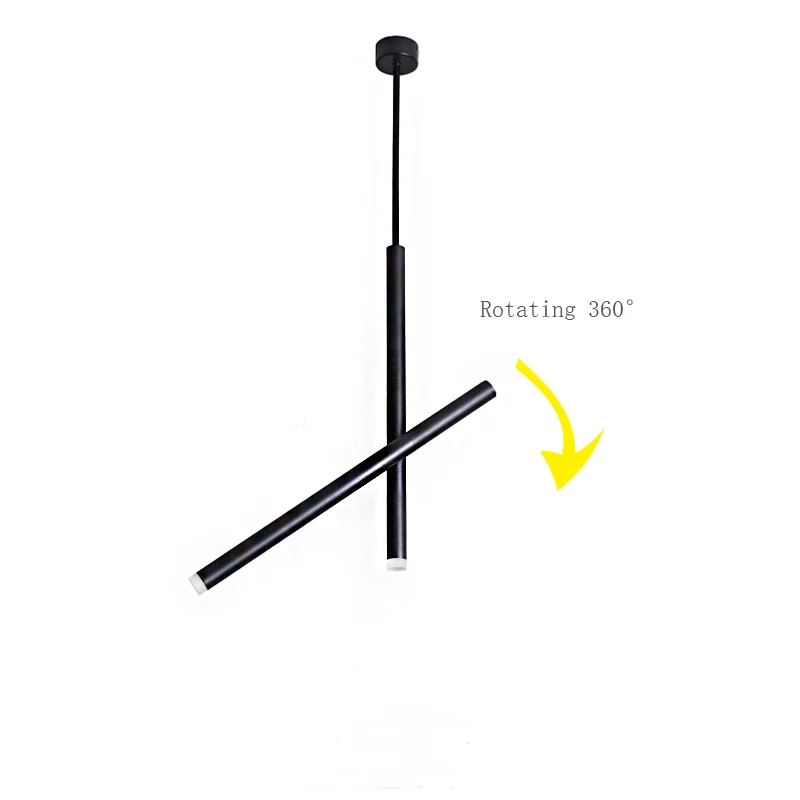 Потолочный светильник современный длинный цилиндрический матовый черный для