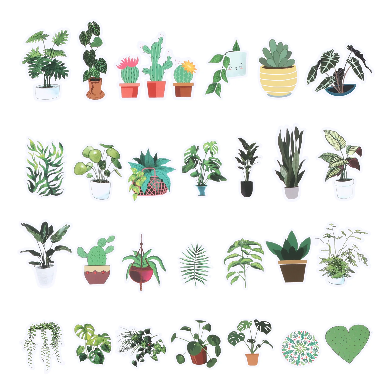 

50pcs Green Plants Stickers Lovely Green Potted Stickers Luggage Decals Decor