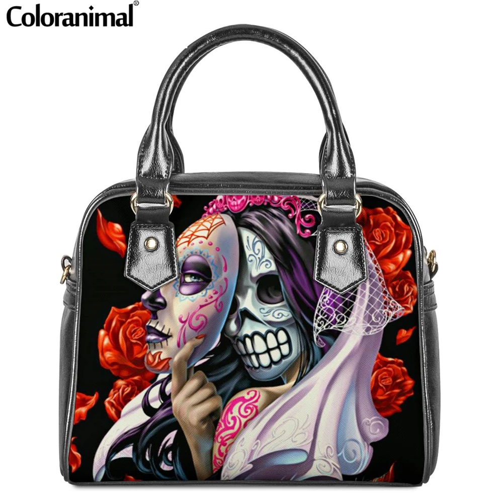 Coloranimal 3D сахара невесты с черепом Роскошная женская сумка-тоут сумки на плечо