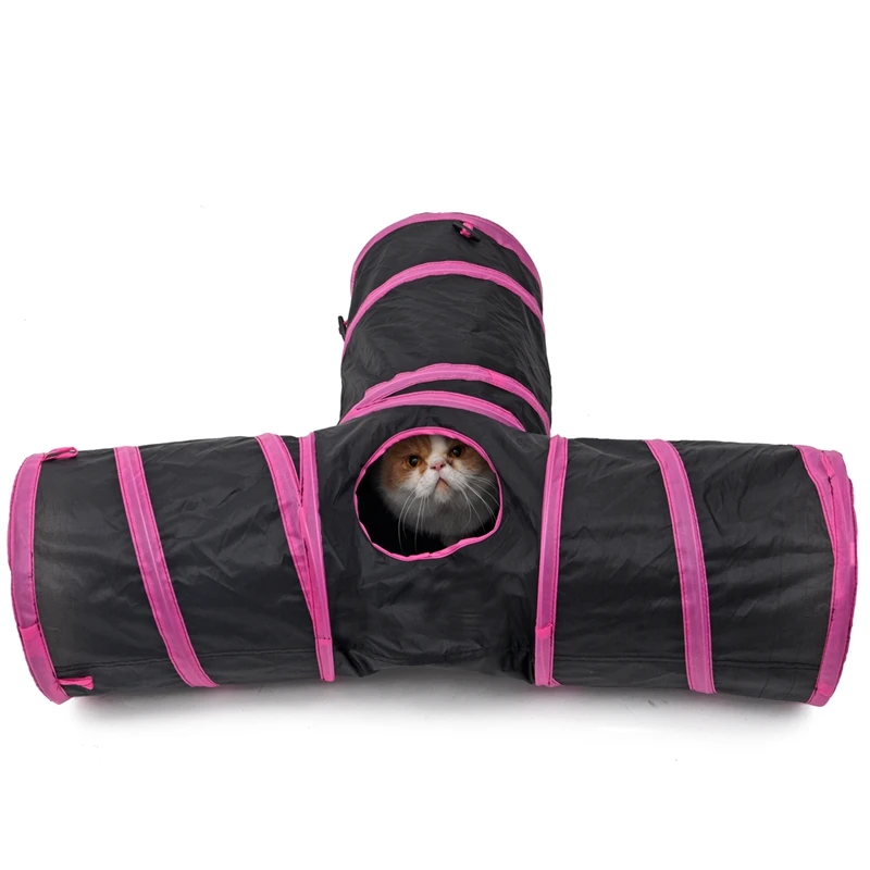 AWJ0401-O 2/3/4 отверстия складной туннель для кошек для дома и улицы Pet кошачьи игрушки для кошки; тапочки с кроликом; шлёпанцы для играть тоннель тавровое соединение - Цвет: AWJ0401-O