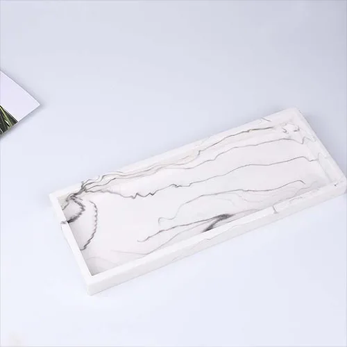 White JINSERTA мраморный лоток для хранения смолы ювелирные изделия Дисплей пластина Цепочки и ожерелья косметический Органайзер роскошный отель Ресторан, обслуживающий поднос - Цвет: White