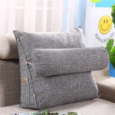 

Pillow Stereo Wedge Shape Backrest Cotton Linen Sofa Cushions Bed Rest Lounger Reading Pillow Waist Cushion Washable