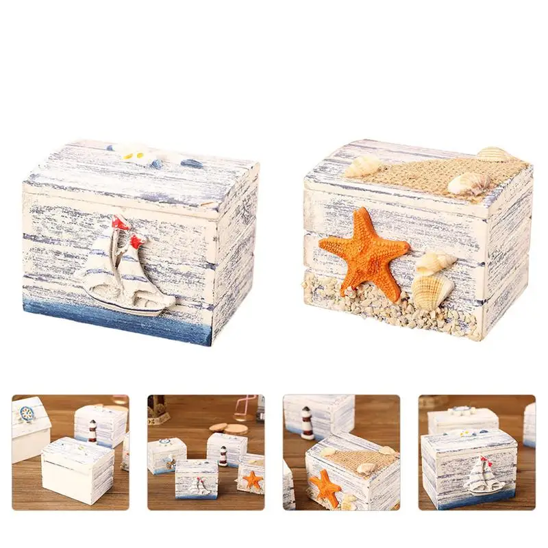 

2 шт Средиземноморский стиль коробки для хранения прекрасные ящики для хранения настольные декорации