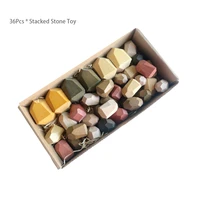 gift educational kids toy preschool learning building block sorting wooden rock stacking shape balancing stone home lightweight