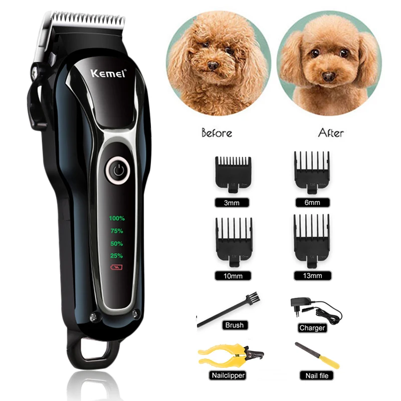 Rechargeable Professional Dog Hair Trimmer For Cat  Low-Noise Electrical Hair Clipper Grooming Shaver Cut Machine Set 100-240v
