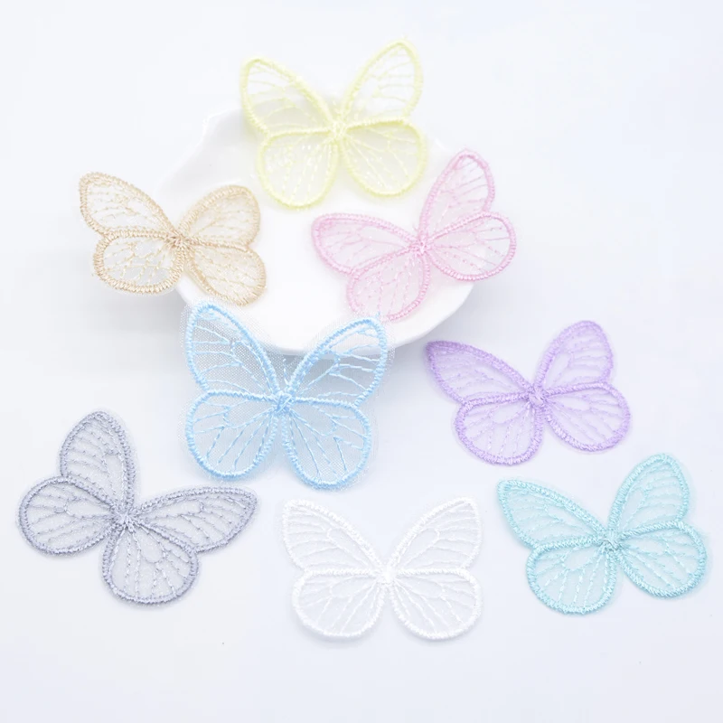 Оптовая продажа 200 шт. 46*39 мм вышитая Сетка Бабочка для сделай сам головные уборы