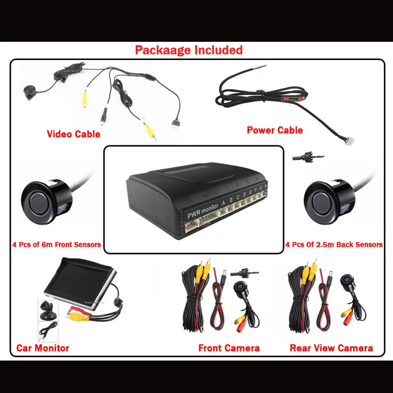 $62.28 Koorinwoo Full Kit AHD LCD Car Monitor With Camera Parking Sensors 8 Radar Buzzer Alert Starlight Parktronic 22MM Video Rearview