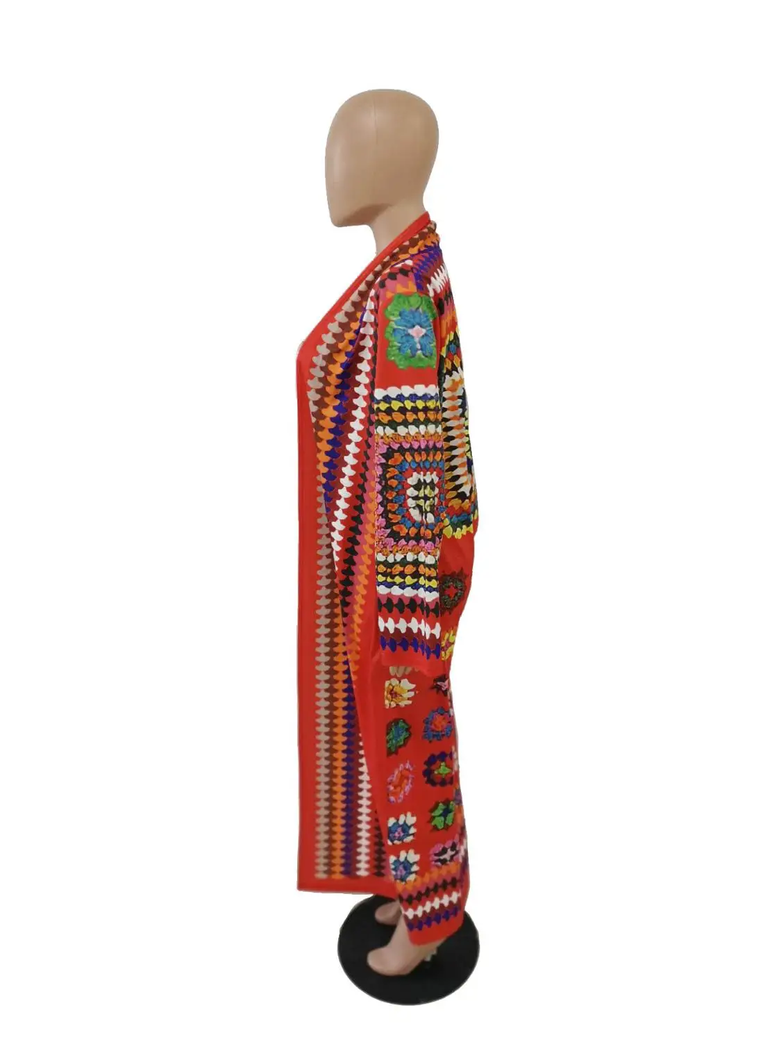 

Multicolored Printing Women Long Trench Coats Stunning Female Long Cardigans 2020 Lastest Spring Autumn V Neck Long Sleeves
