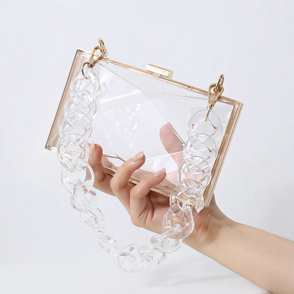

Transparent Bag Jelly Clutch Bags for Women Luxury Diamond Candy Color Bag Ladies Blue Bag for Wedding Party Clutch Chain Bag
