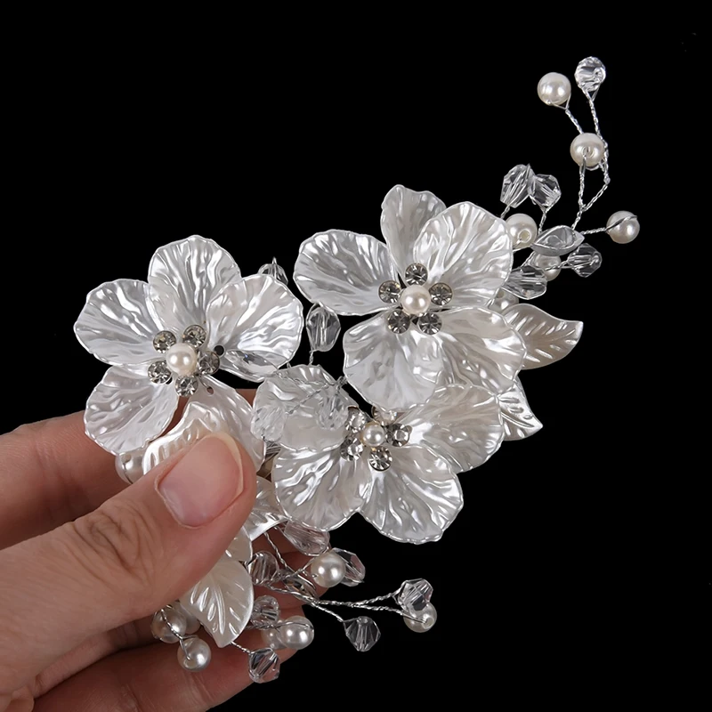 

2021 Crystal Pearl Flower Hair Clip Floral Style Barrette Bride Hair Jewelry Bridesmaid Wedding Hair Accessories