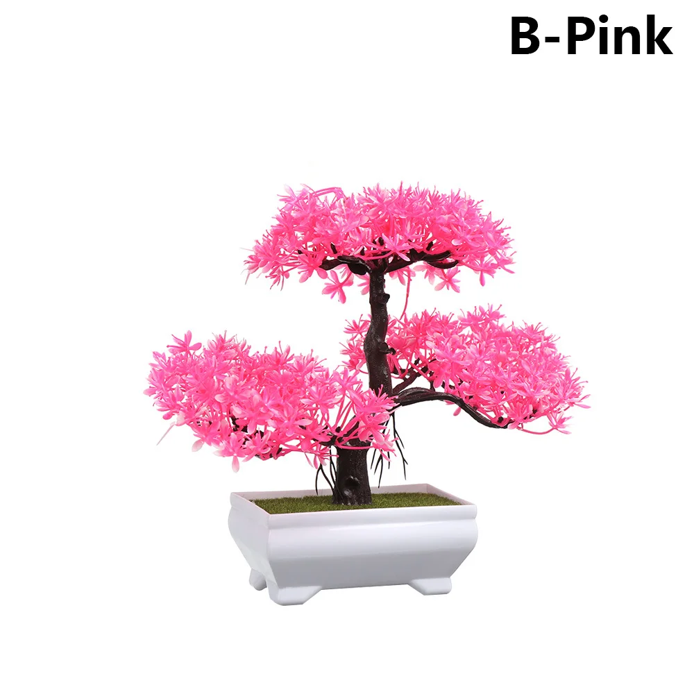B-Pink 1 комплект искусственный пластиковый бонсай заменитель пены в горшке реалистичные растения Настольный орнамент топиарная сосновая дерево украшение для дома ремесла - Цвет: B-Pink