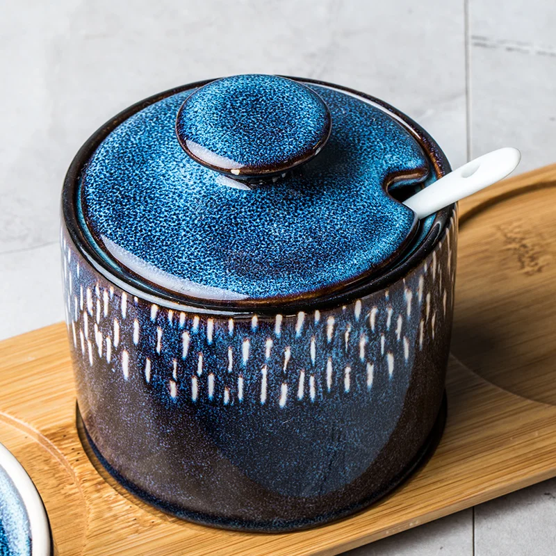 

Ceramic Household Seasoning Jar Creative Nordic Kitchen Oil Salt Sauce Vinegar Seasoning Jar Combination Set Sugar Bowl MSG Jar
