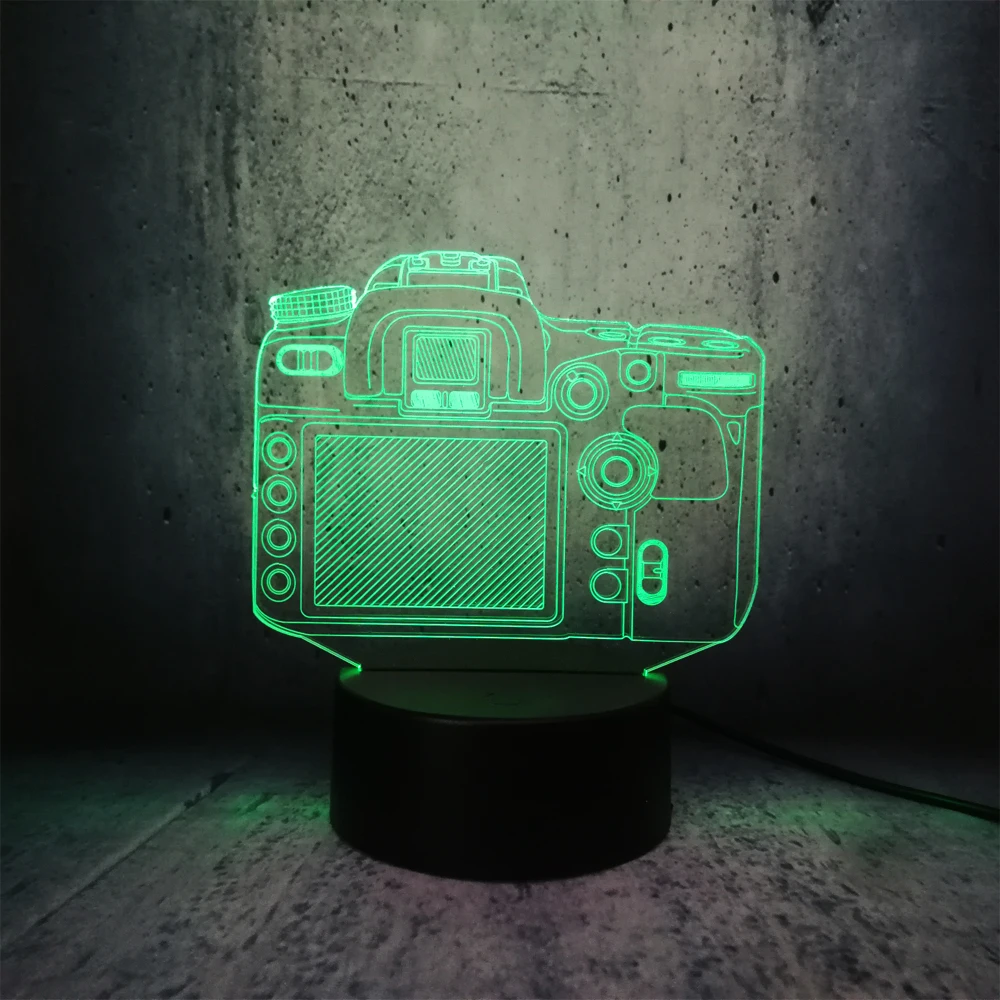 Модель камеры многоцветная изменение 3D лампа настольная декоративная рядом