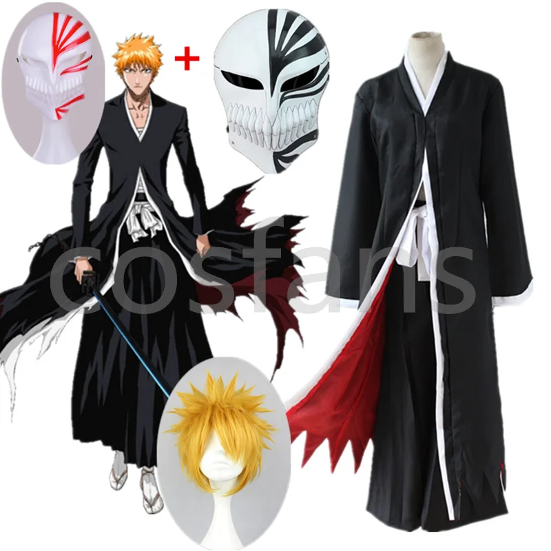 Аниме отбеливатель Косплей Ichigo Kurosaki Bankai маска парик мужской Хэллоуин косплей