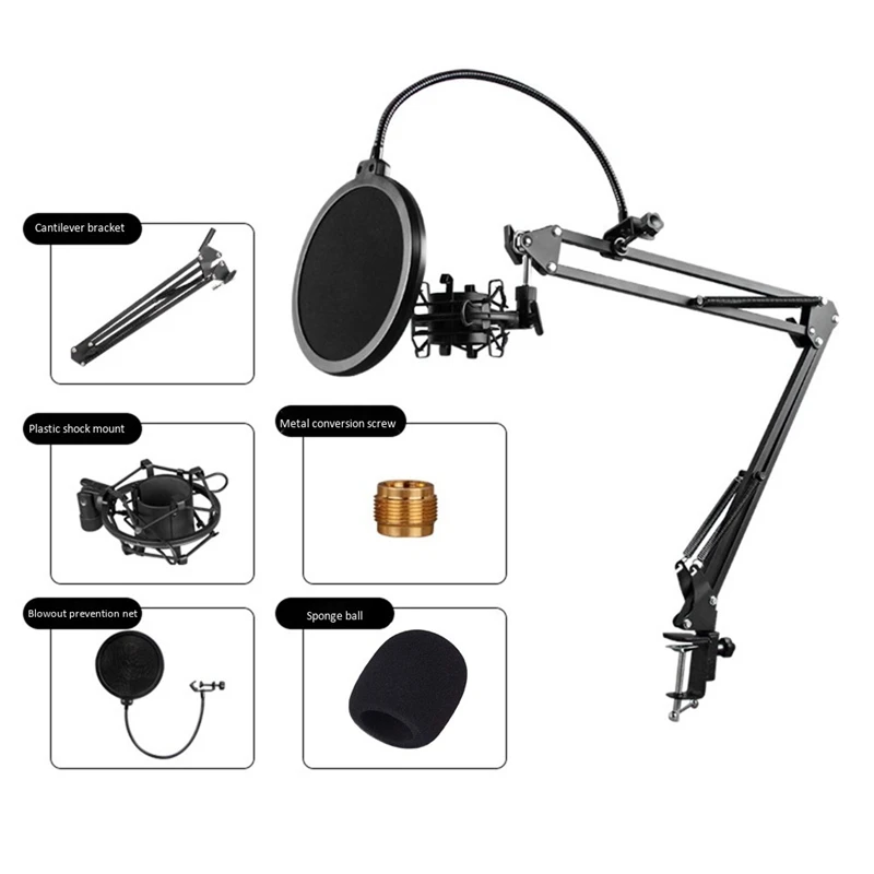 

NB-35 Microphone Scissor Arm Stand and Table Mounting Clamp & New Filter Windsn Shield & Metal Mount Kit