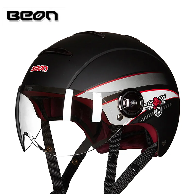 

electric motorcycle half face Helmet for men women, BEON B105 MOTO bicycle safety headpiece scoote dirt bike HELMETS