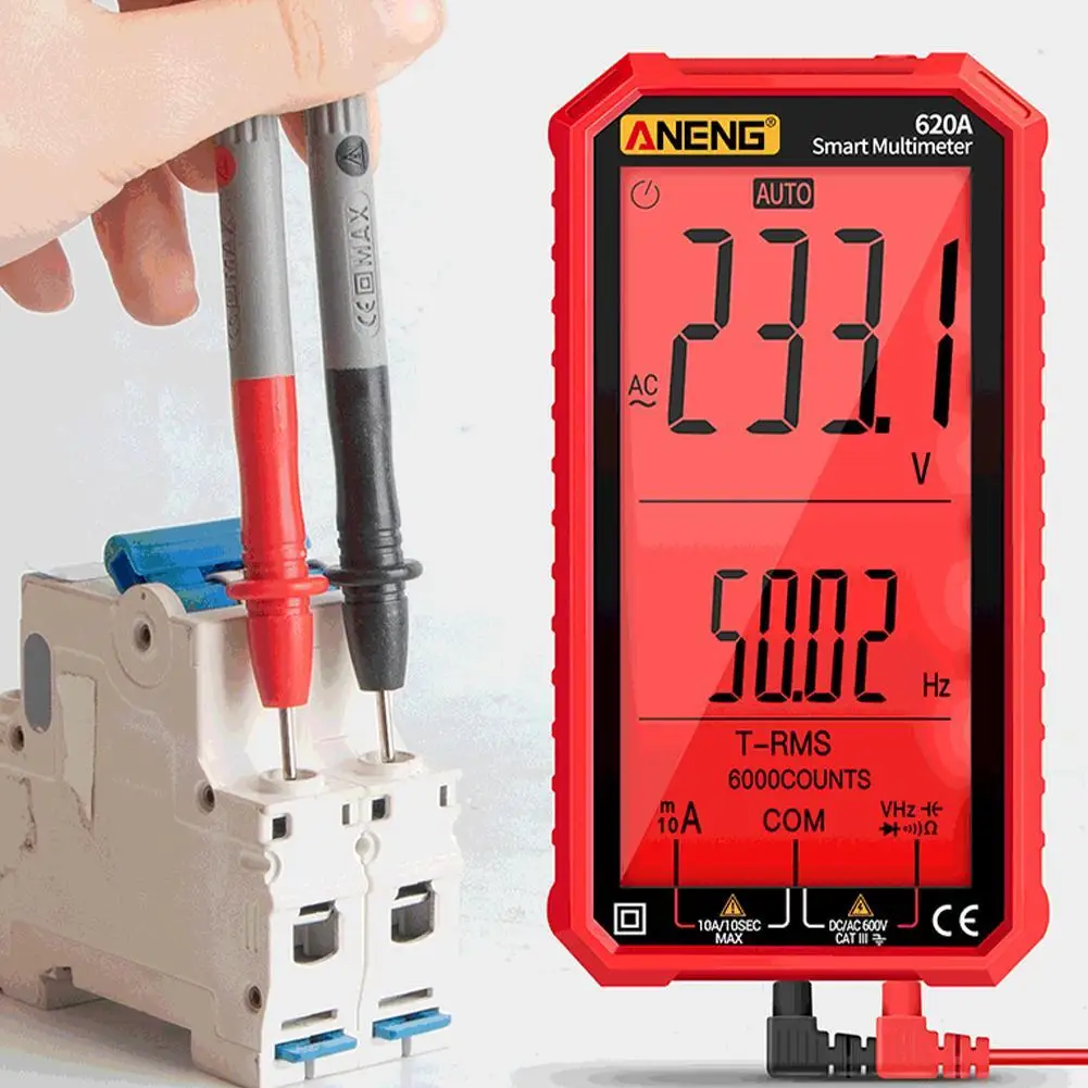 

ANENG 620A Digital Multimeter True-RMS Auto-Ranging Frequency NCV Tester Volt Meter Temperature Continuity Capacitance Ohm
