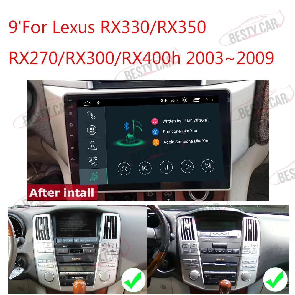 9 &quotAndroid 0 Автомобильный мультимедийный плеер стерео радио gps для toyota harrier Lexus RX300