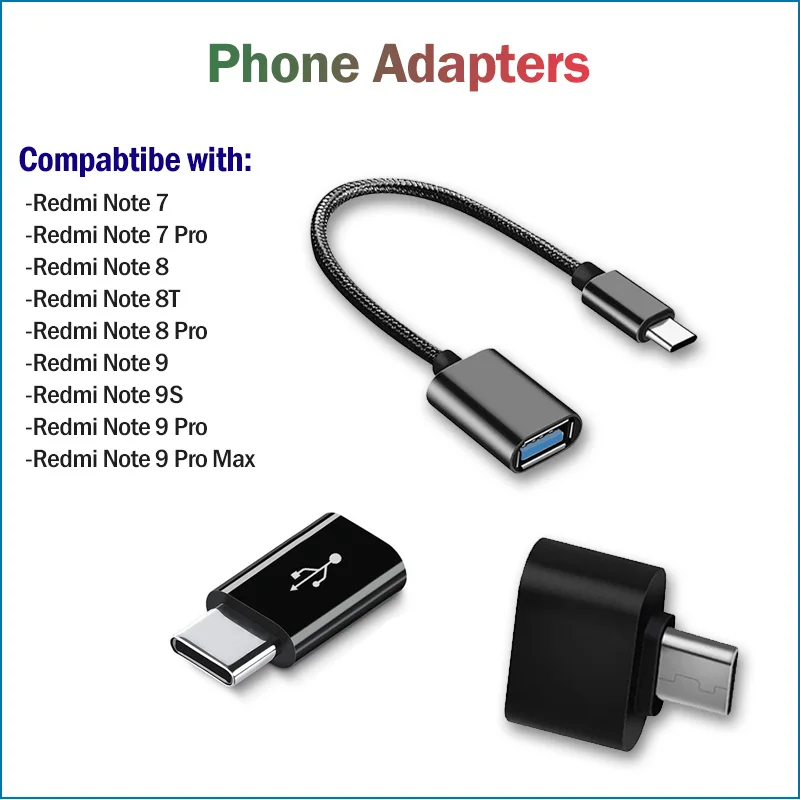 USB Type C адаптеры для Xiaomi Redmi Note 7 8 9s 9 Pro Max 8A Mi 9T коннектор OTG адаптер зарядный кабель