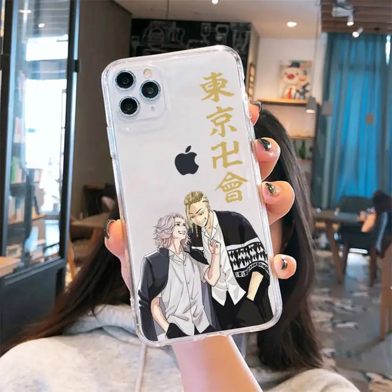 hot anime tokyo avengers mikey draken phone case transparent for iphone 6 7 8 11 12 13 s mini pro x xs xr max plus back cover free global shipping