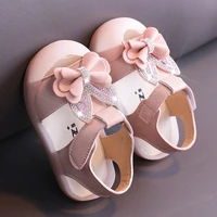 girls summer sandals toddlers baby kids sandals rhinestone rabbit ear with bow knot sweet children beach shoes anti kick toe cap