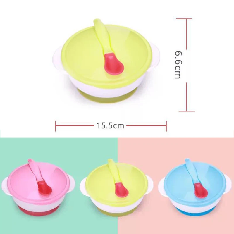 Temperature Sensing Feeding Spoon Child Tableware Plate/Tray Food Bowl Learning Dishes Service Suction Cup Baby Dinnerware Set images - 6