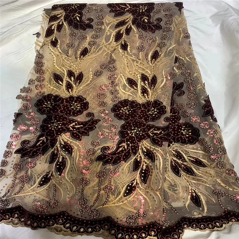 

Latest African Lace Fabric Tulle Lace Fabric With stones High Quality African Nigerian Wedding Fabric Free Shipping zx16-94