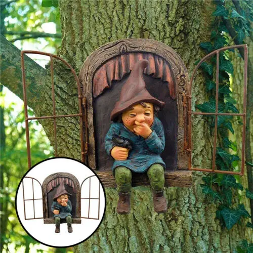 

Resin Naughty Garden Gnome Garden Decoration Statue White Old Man Fairy Garden Ornament Accessories Elves Desk Decor Gift