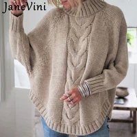 janevini autumn winter women knitted turtleneck sweater 2021 elegant long sleeve ladies warm pullover jumper batwing loose tops