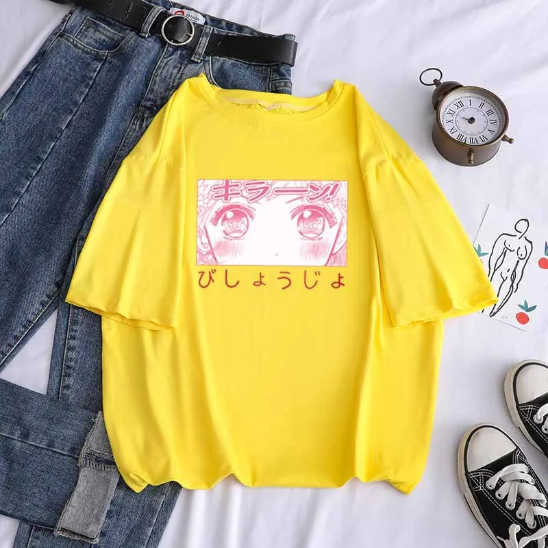 

Kpop Cute Girl Men/Women T-shirt New Casual Round Neck Wild Fashion Retro Short Sleeve Unisex Street Wear Hip Hop Oversize Tops