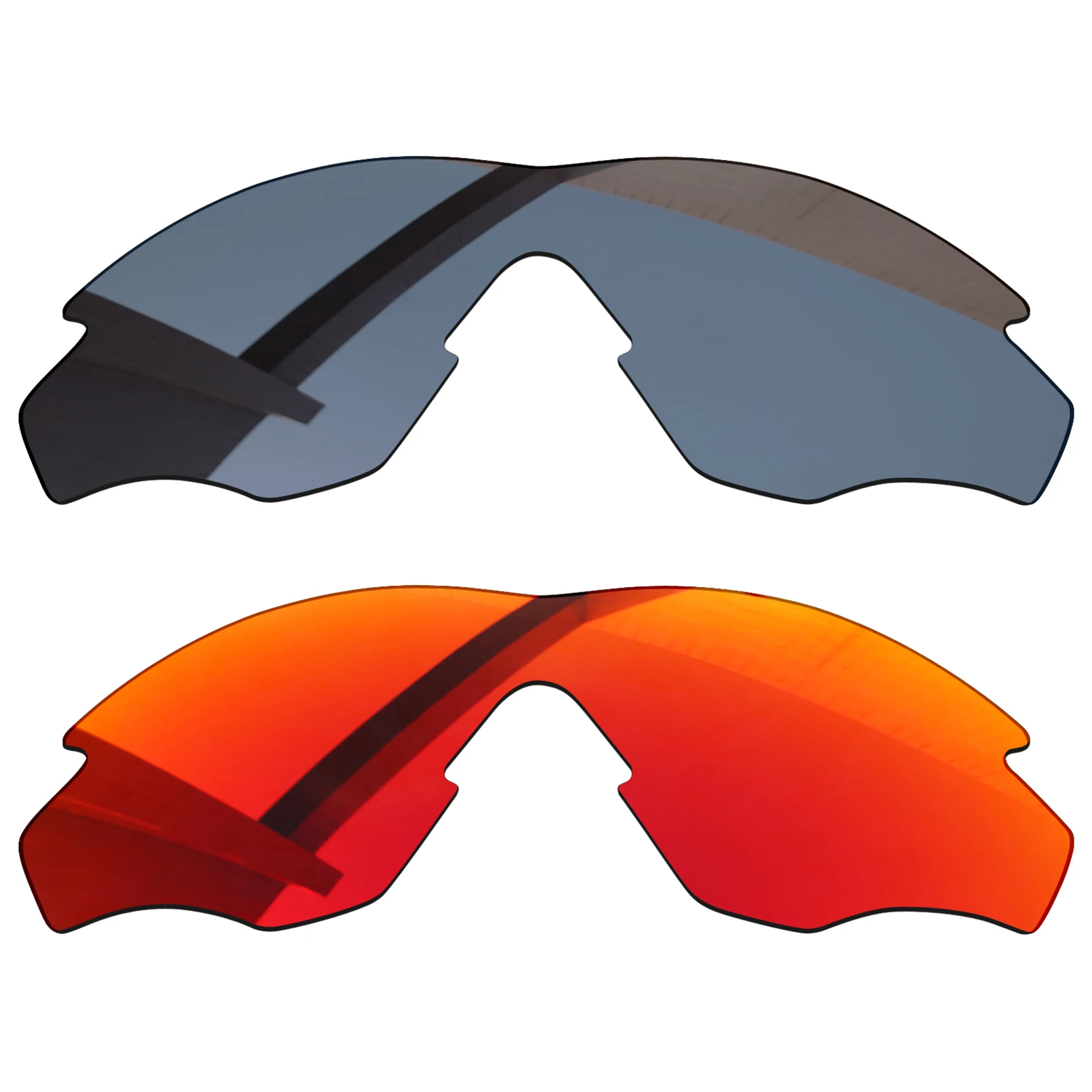 Bsymbo 2 Pairs Agate Red & Sliver Grey Polarized Replacement Lenses for-Oakley M2 Frame Asian Fit Frame