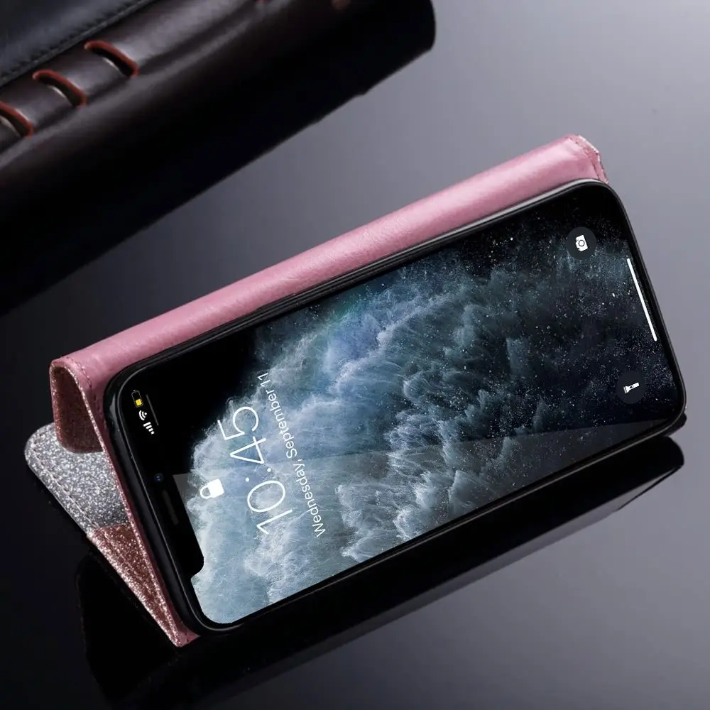 Роскошный кожаный чехол-бумажник LAPOPNUT для IPhone 11 Pro Max X Xr XS блестящий Блестящий