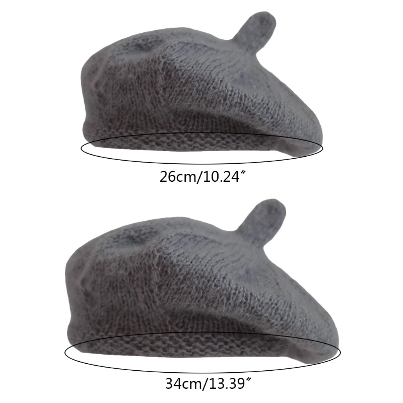 

Hand-woven Soft Mohair Beret Cap Solid Color Baby Hat Photo Shooting Accessories Newborn Photography Props