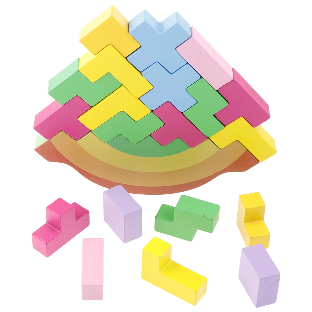 

Красочные деревянные пазлы балансирующие строительные блоки монтессори игрушка Раннее развитие развивающие игрушки для детей