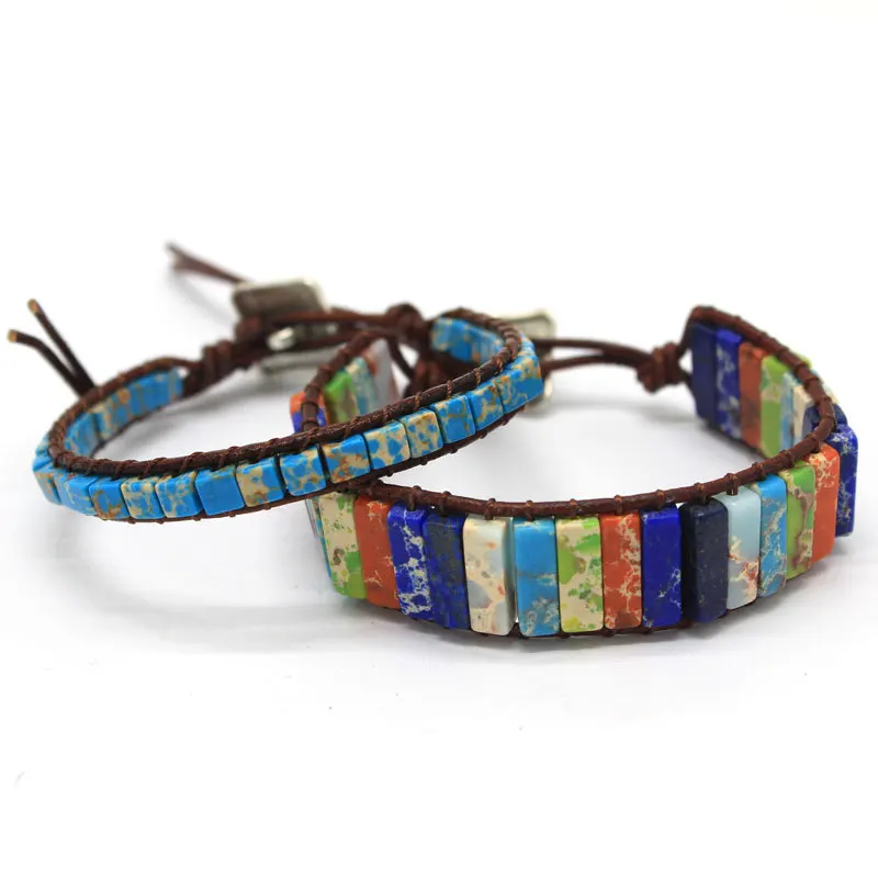 Женские кожаные браслеты высокого класса смешанные натуральные камни чакра