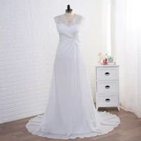 jiayigong stock wedding dress plus size cap sleeve applique women beach bridal gowns chiffon vestido de noiva bride dresses