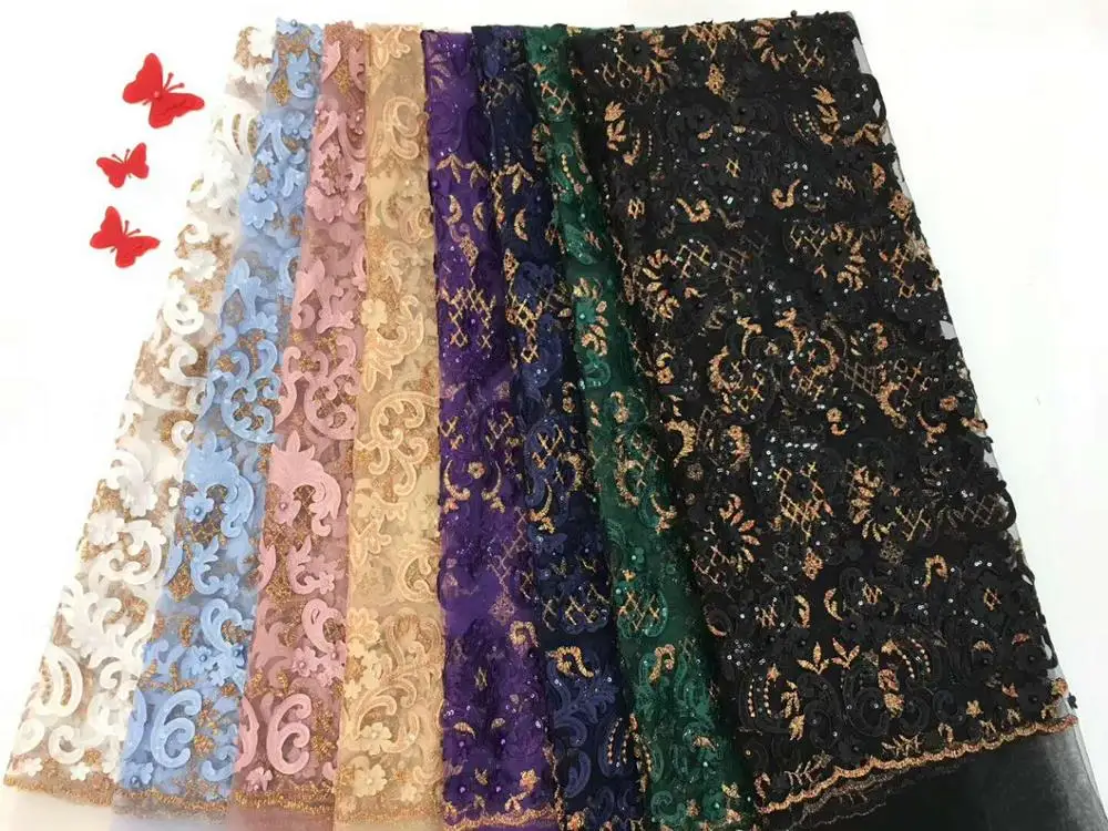 Latest High Quality African Stones Tulle Lace Fabric 2020 French For Wedding Nigerian Material | Аксессуары для одежды